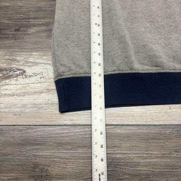 Orvis Gray Blue Orange Mens M 1/4 Zip Snap Mock Neck Pullover Signature Sweater‎ - Picture 7 of 10